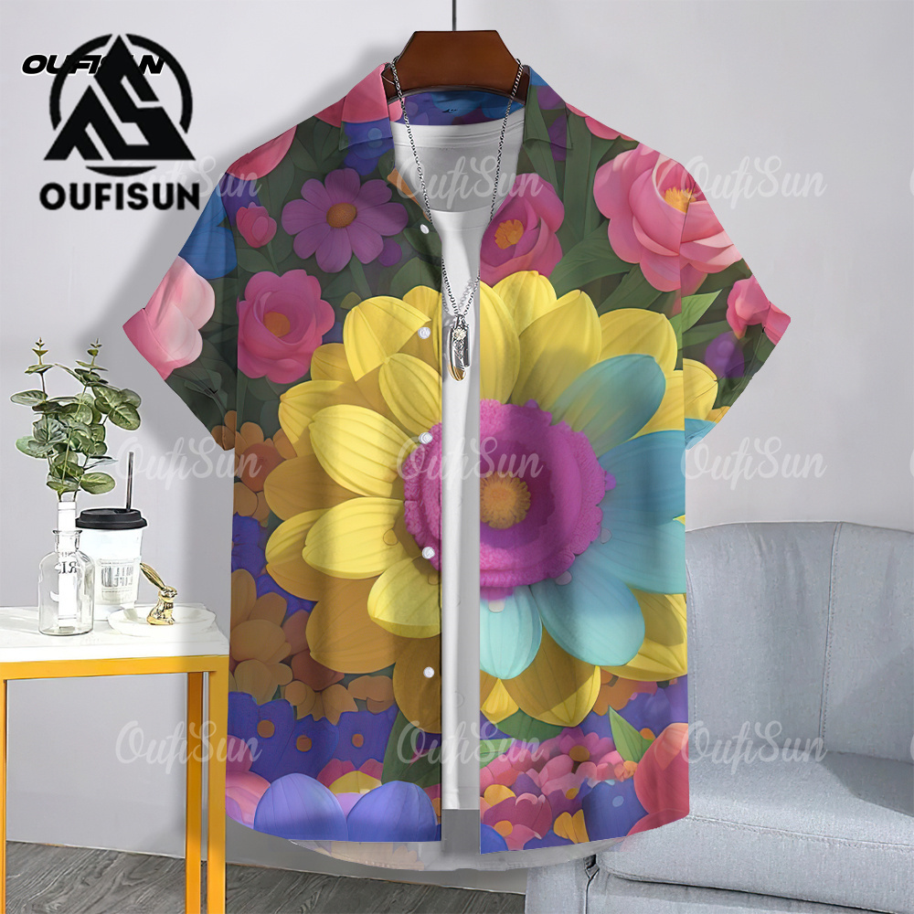 【Oufisun】 2568 Songkran festival floral shirt large size Hawaiian shirt men's holiday shirt # women Songkran shirt ราคา 179 บาท*ส่งฟรี