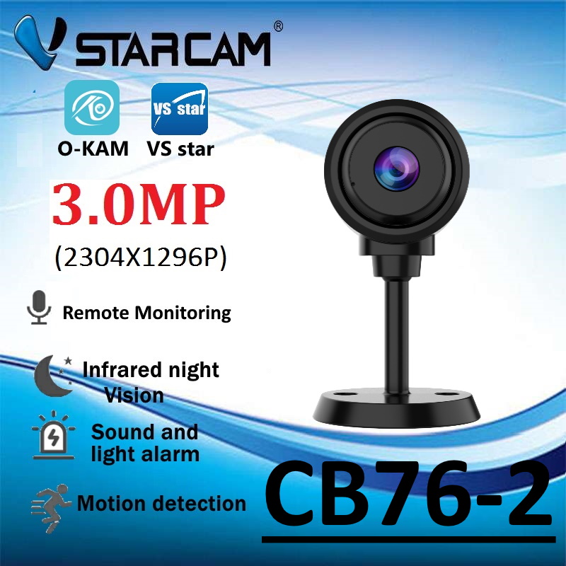 Vstarcam CB76-2 (ขนาดเล็ก) 3.0 MP(1296P) กล้องวงจรปิดไร้สาย Indoor SMART CAMERA กล้อง Bluetooh ราคา 379 บาท*ส่งฟรี