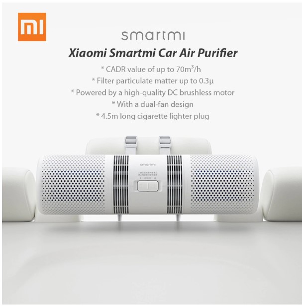 Smartmi Car Air Purifier เครื่องฟอกอากาศ สีขาว สำหรับรถยนต์ กรอง PM2.5 car purifier  เครื่องฟอกอากาศในรถ