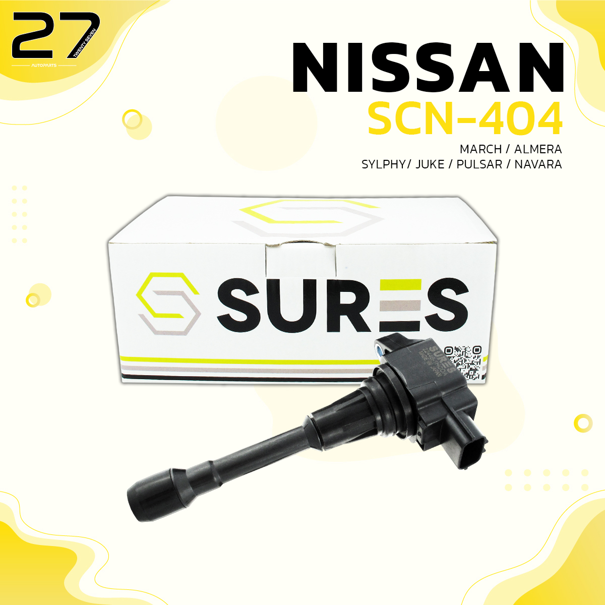 Ignition coil NISSAN MARCH / ALMERA 1.2 / SYLPHY / JUKE / PULSAR / NAVARA D40 D23 / URVAN E26 / X-TRAIL T32 / TEANA L33 / NOTE - SCN-404 Lasa Navara Urvan Teana Note Extral 22448-1HC0A 22448-JA00C ราคา 890 บาท*ส่งฟรี