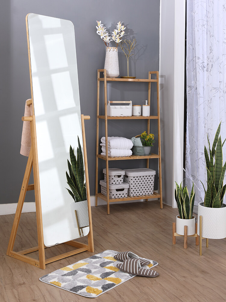 INDEX LIVING MALL กระจกแต่งตัวพร้อมราว รุ่นโลริน สูง 172 ซม. - สีธรรมชาติ ราคา 4,290 บาท*ส่งฟรี