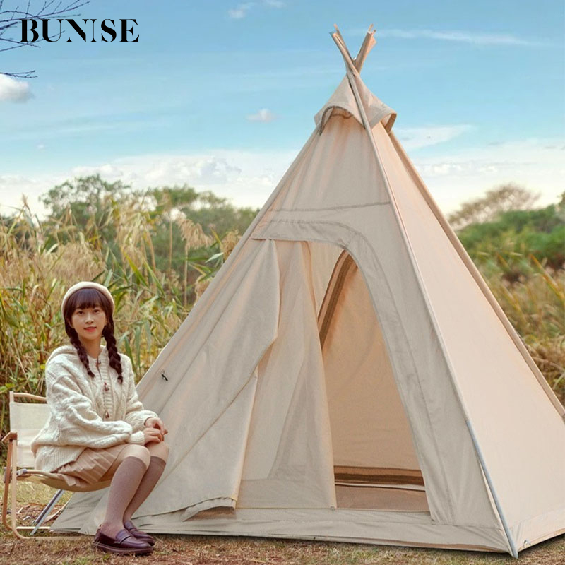 BUNISE Camping Tent Indian tents Outdoor tent Pyramid design Waterproof sleeping tent outdoor garden furniture camping equipment family tent P2410 ราคา 8,550 บาท*ส่งฟรี