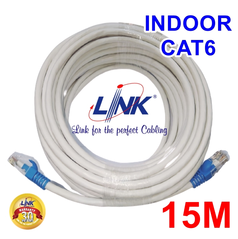 สายแลน CAT6 LINK indoor (ภายในอาคาร) ความยาว 15/20/25/30/35/40 เมตร เข้าหัวพร้อมส่ง