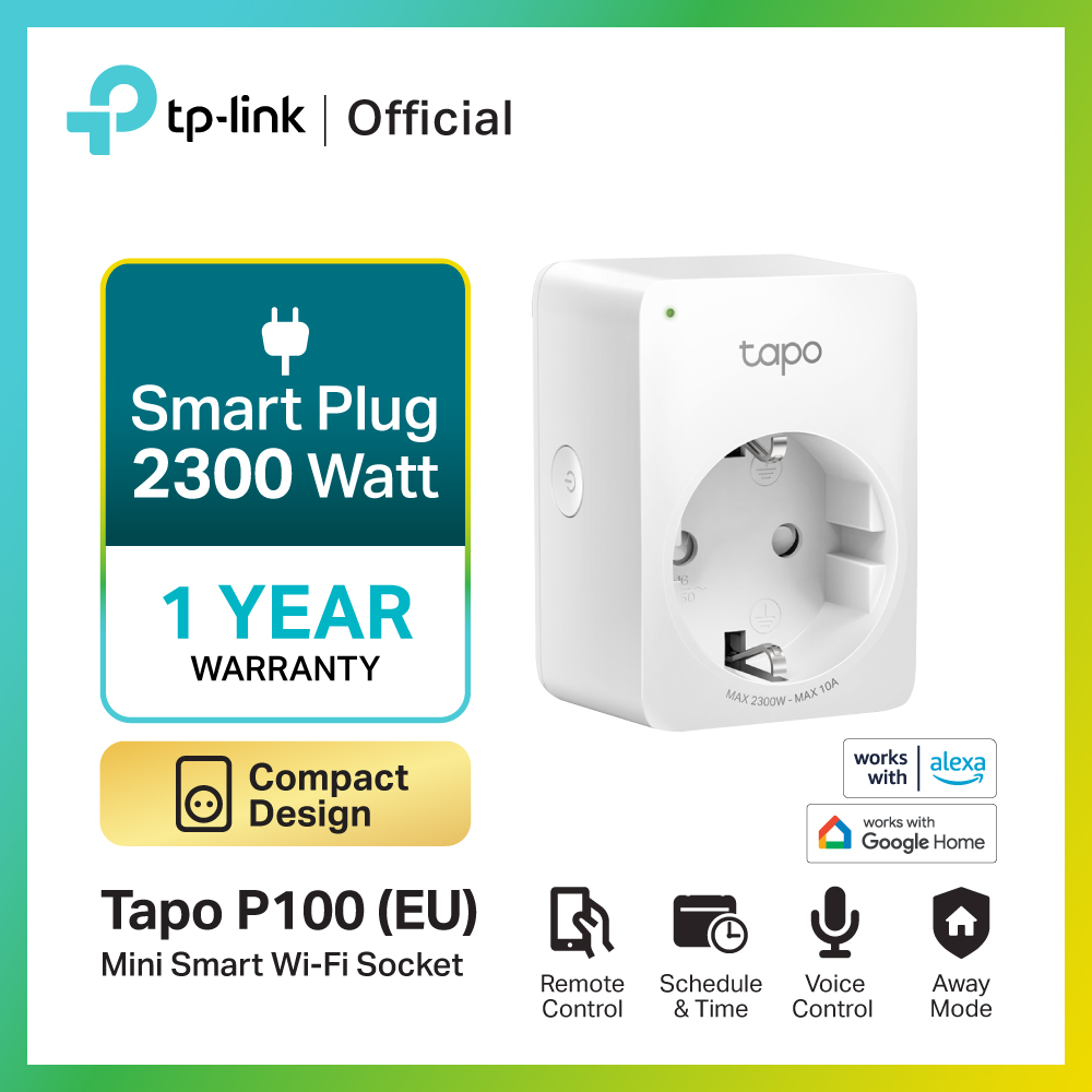 TP-Link Tapo P100 Smart Plug Wifi Smart Plug ปลั๊กอัจฉริยะ สมาร์ทปลั๊ก สั่งงานผ่านแอพ สั่งงานผ่านเสียง ราคา 359 บาท*ส่งฟรี