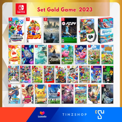 Gold Game Set 2023 : Nintendo Switch Game แผ่นเกม นินเทนโดสวิทซ์  รวมเกม ขายดี ปี 2023 ชุด Gold : เลือกเกม  &gt; Mario Hogwarts FC24 Ringfit Pokemon Pikachu Doraemon Just Dance RingFit  Kirby Animal : เลือกเกม &gt;&gt;
