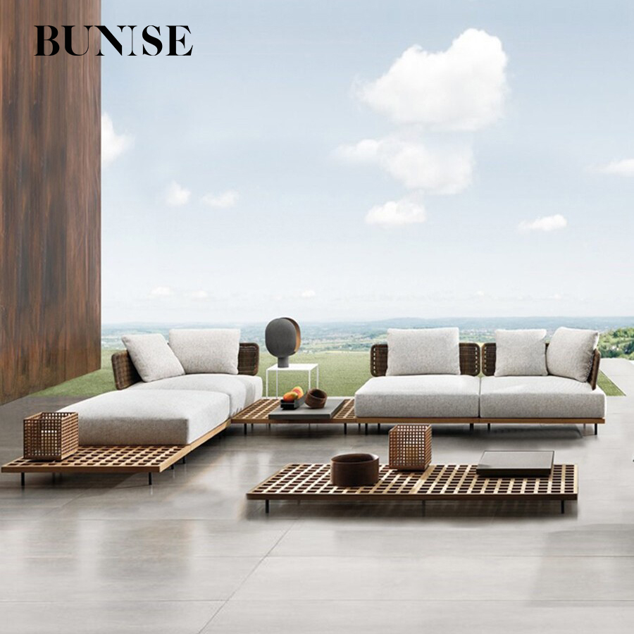 BUNISE Nordic style outdoor rattan sofa rattan furniture hotel balcony outdoor living room rattan chair leisure chair p2407 ราคา 10,850 บาท*ส่งฟรี