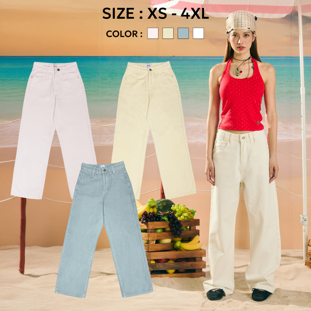 Bemingjeans064 (XS-4XL)-PASTEL DREAM JEANS กางเกงยีนส์ขากระบอกทรงสวย ใส่แล้วช่วยให้ขาดูเรียวยาว ราคา 725 บาท*ส่งฟรี