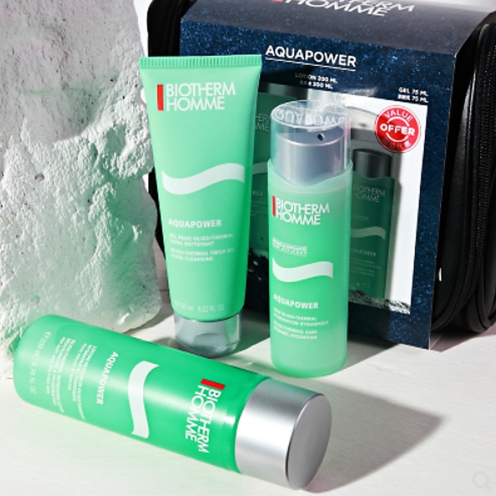 Biotherm Homme AQUAPOWER Bag Set 400ml ชุดเซ็ตผลิตภัณฑ์ดูแลผิวหน้าผู้ชาย+กระเป๋าสกินแคร์ ราคา 1,899 บาท*ส่งฟรี