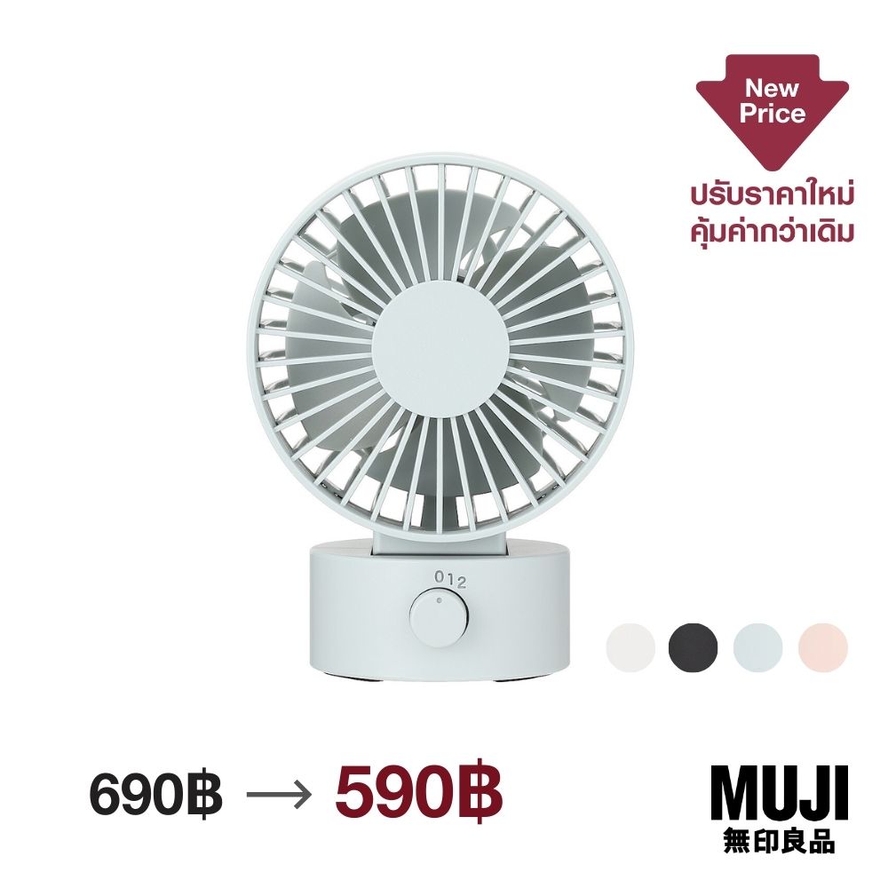 มูจิ พัดลมตั้งโต๊ะไร้เสียง USB - MUJI Low Noise USB Desk Fan ราคา 590 บาท*ส่งฟรี