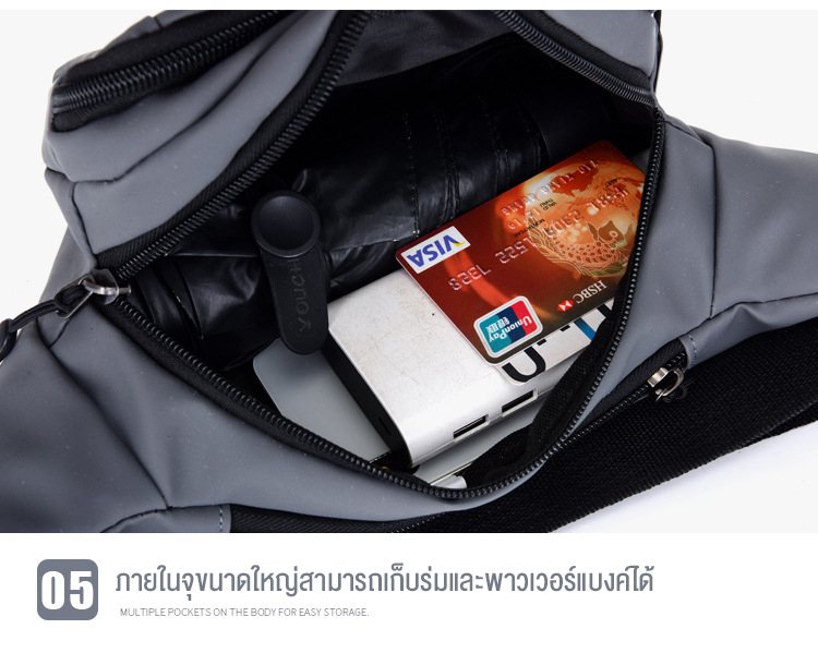 รูปภาพรายละเอียดของ ใหม่แฟชั่นลำลองผู้ชายกระเป๋าคาดเอวผ้าอ๊อกฟอร์ดเทรนด์กันน้ำกระเป๋าหลายชั้นมัลติฟังก์ชั่กระเป๋าสะพายไหล่ bag กระเป๋าคาดเอว ช IBS634