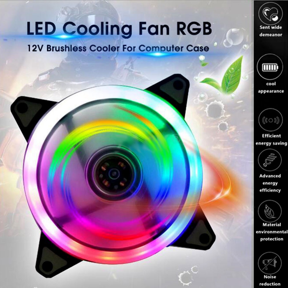มุมมองเพิ่มเติมของสินค้า 【กรุงเทพจัดส่งที่รวดเร็ว】color กรณี RGB วงกลมระบายความร้อน 2 แหวน cpu led พัดลม 120 มิลลิเมตร 12 เซนติเมตร RGB LED แหวนสำหรับคอมพิวเตอร์เมนบอร์ดคูลเลอร์น้ำหม้อน้ำเย็น ความเร็ว 1200