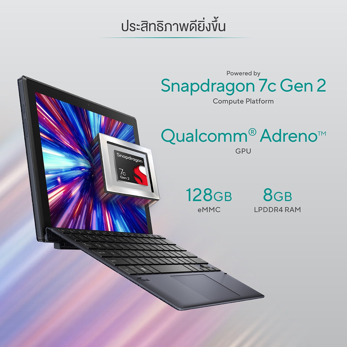 ภาพประกอบคำอธิบาย ASUS ExpertBook B3 Detachable B3000DQ1A-HT0070M, 10.5 Inch WUXGA Touch screen, QmmSnapdragon7c Gen 2, QmmAdreno GPU 618, 8G LPDDR4X, 128G eMMC