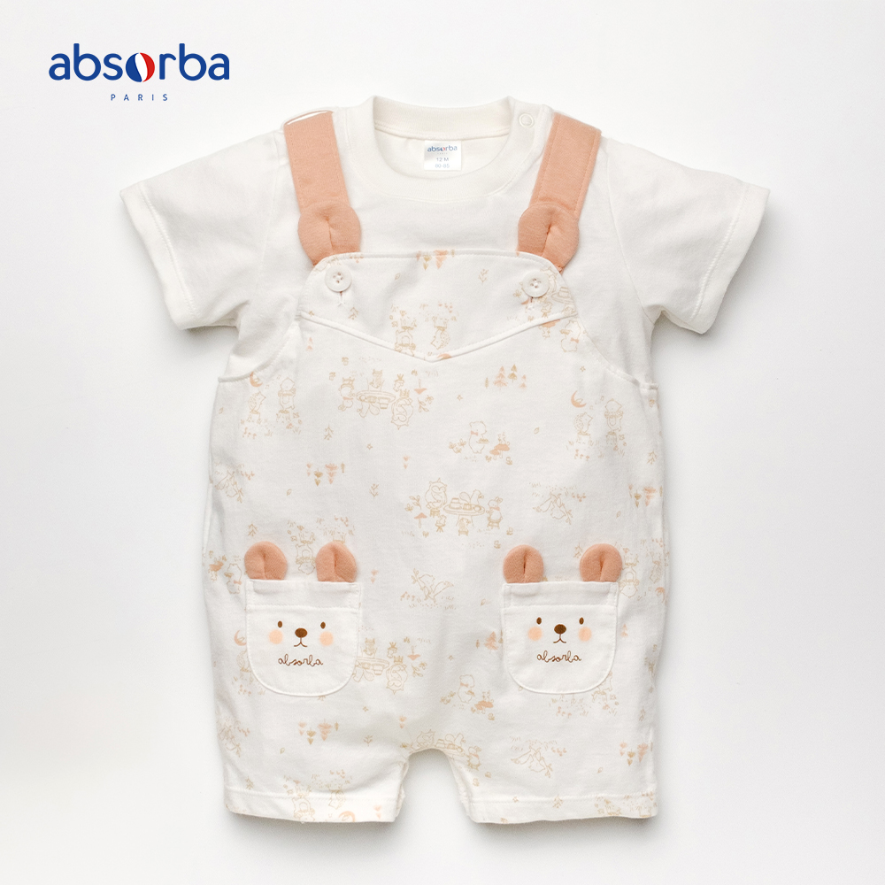 แอ็บซอร์บา ชุดเอี๊ยมหมีสั้น ออแกร์นิก คอตตอน สำหรับเด็กอายุ 3 -18 เดือน คอลเลคชั่น Happiness ราคา 1,020 บาท*ส่งฟรี