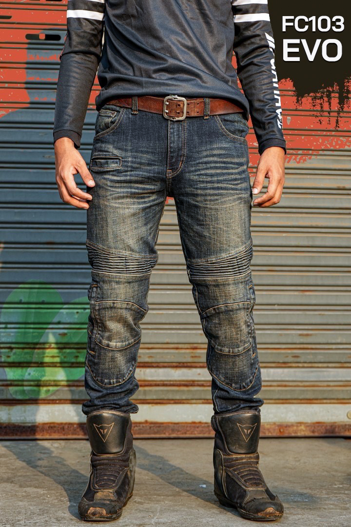 กางเกงยีนส์การ์ด CE Level 2 รุ่นกระเป๋าลับ แบรนด์ไทย MANTA DENIM รุ่น FC103Evo ออฟชั่นจัดเต็ม กางเกงไบค์เกอร์