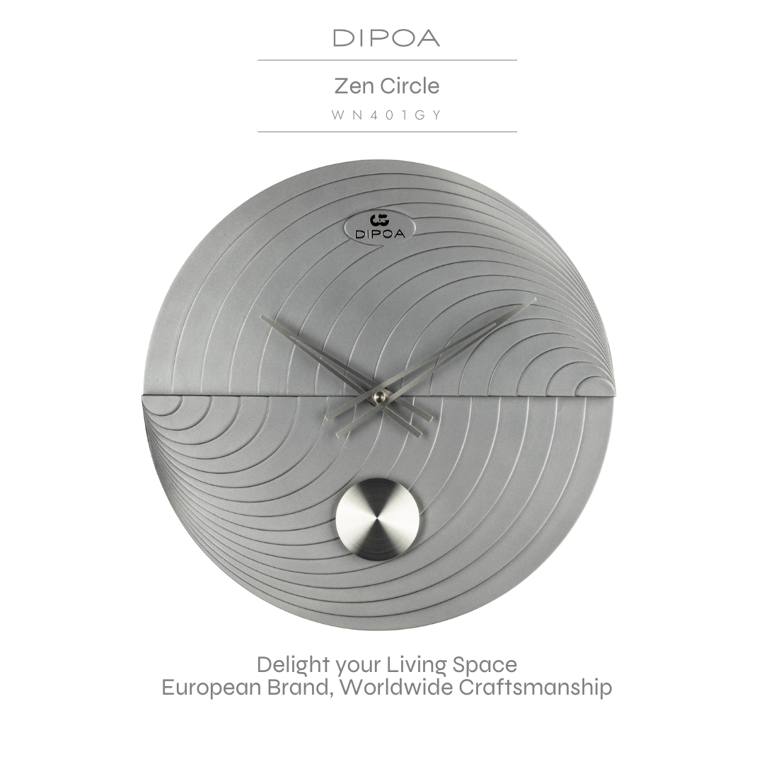 Dipoa Zen Circle (Wn401Gy) Wall Clock with Pendulum. Simple and Elegant Design ราคา 2,760 บาท*ส่งฟรี