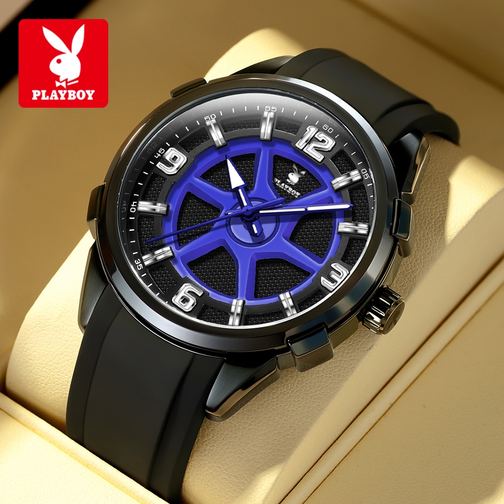 Playboy Men's Wristwatch, Waterproof, Luminous Hands, Quartz System, Rubber Strap, Ozone, for Daily Use. for Gifts Latest Fashion Cod ราคา 1,059 บาท*ส่งฟรี