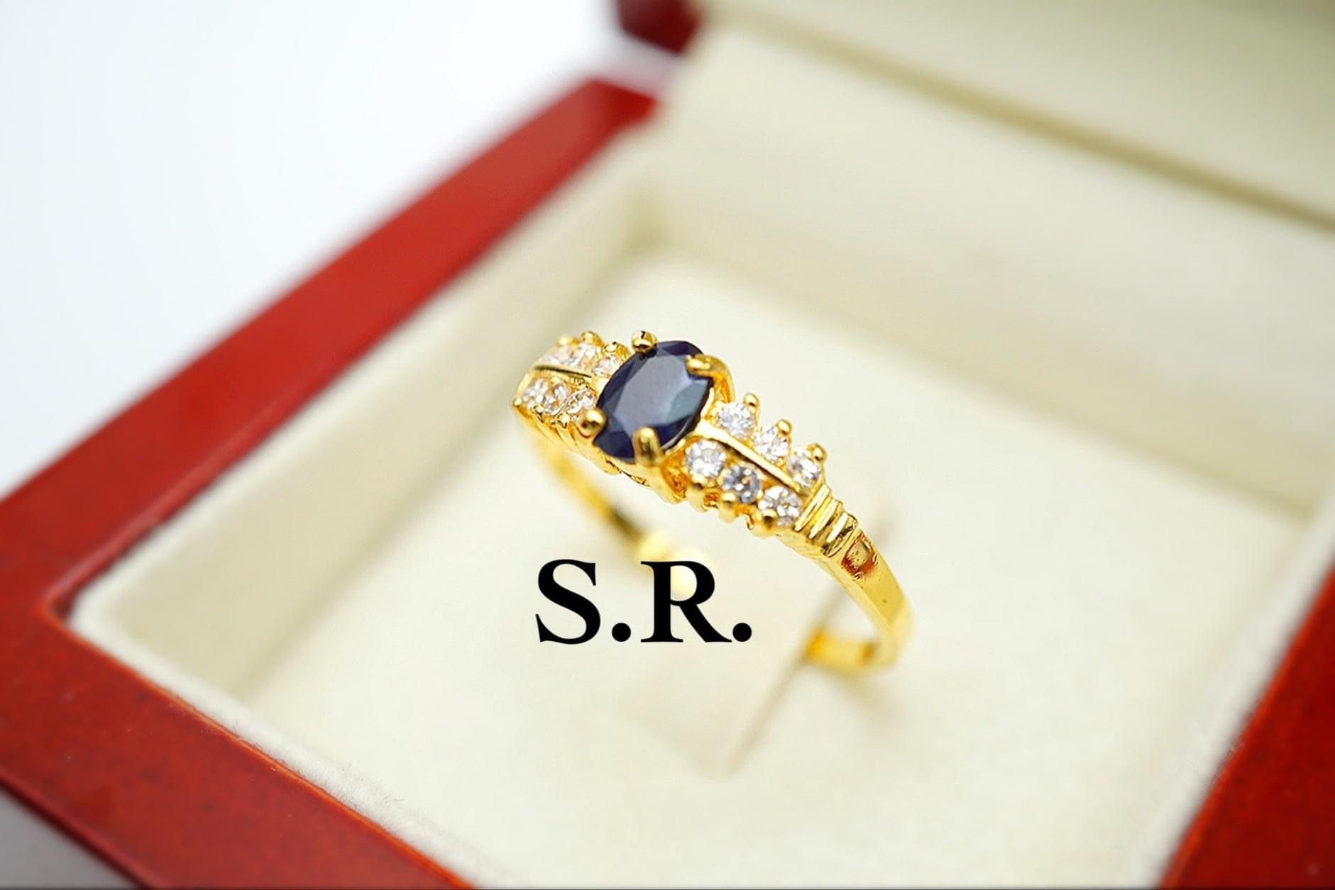 ผ่อน0%3 เดือนS.R.แหวนทองพลอยนิลแท้ น้ำหนัก 2 .00 กะรัต เพชรเม็ดล่ะ 3 ตังค์ เพชรน้ำ100 พร้อมใบรับรองสินค้าเคลือบทองคำแท้ 100% ราคา 3,467 บาท*ส่งฟรี