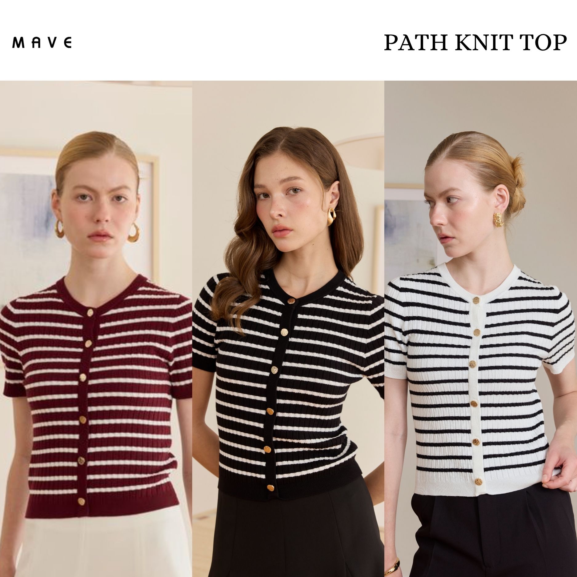 Mave Path Model Shirt, Colors Black, White, Burgundy. ราคา 1,890 บาท*ส่งฟรี