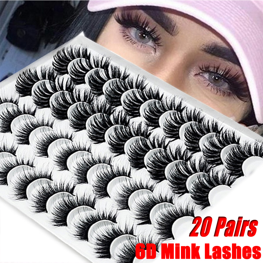 BHHH ธรรมชาติ20คู่ทำด้วยมือแต่งหน้าเครื่องมือปริมาณ Dramatic Crisscross ขนตาปลอมแบบยาวชุด Fake Eye Lashes Lashes Extension 6D Mink Hair
