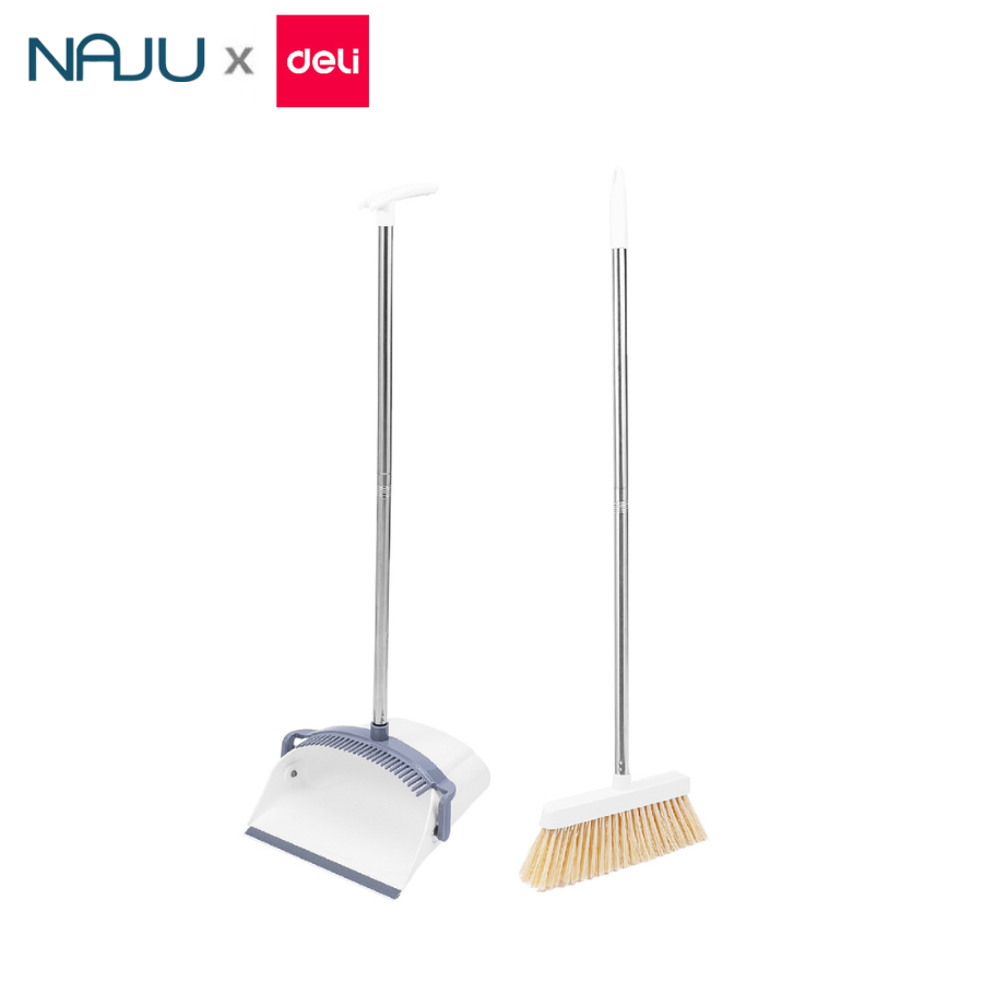 Naju ชุดไม้กวาดทำความสะอาด 2ชิ้น ชุดไม้กวาด 2in1 ไม้กวาดและที่โกยผง พับเก็บได้ ประหยัดพื้นที่ ไม้กวาดพื้น รุ่นอัพเกรด เส้นผมไม่ติดไม้กวาด ราคา 389 บาท*ส่งฟรี