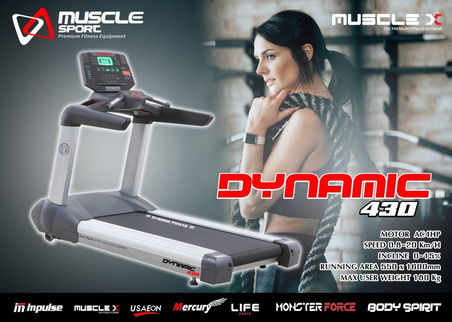 Treadmill Dynamic ลู่วิ่งไฟฟ้า รุ่น 430 AC 7.0 HP