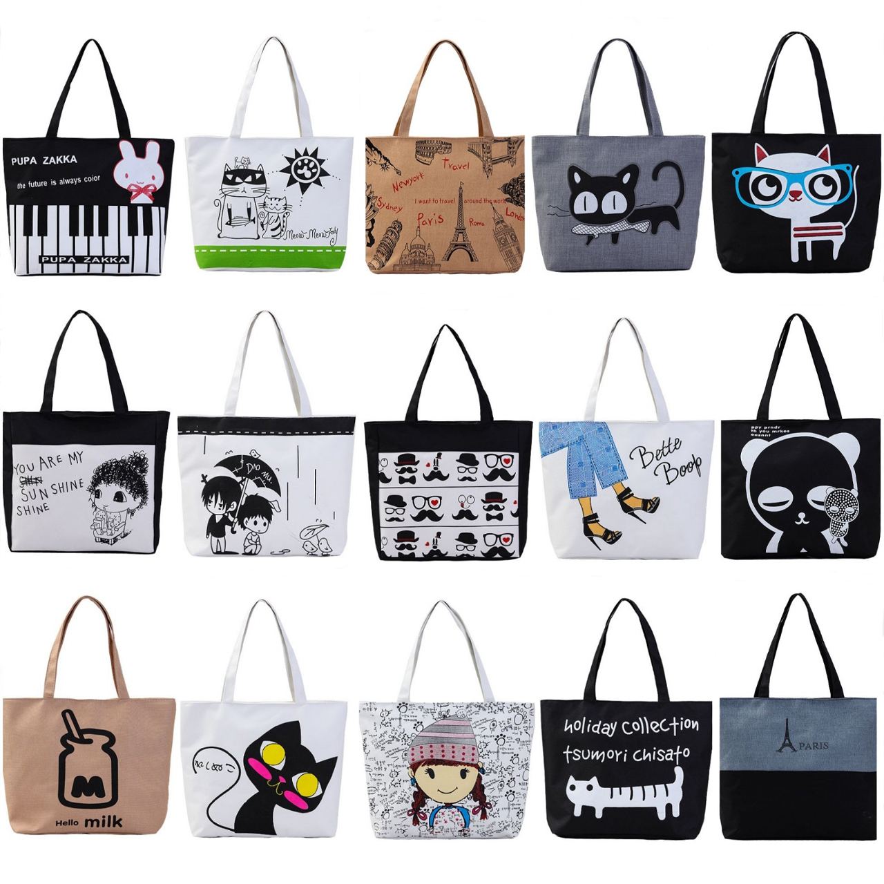 โปรโมชั่น Flash Sale : IN THE BAGS กระเป๋าผ้า CANVAS กระเป๋าผ้าแคนวาสเกรดพรีเมี่ยม มีซิป 2 จุด ลายเก๋น่ารัก