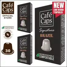 ภาพขนาดย่อของสินค้าCafecaps - แคปซูลกาแฟ Nespresso Compatible Signature Brazil (3กล่อง X 10 แคปซูล) - กาแฟคั่วกลาง- เทสติ้งโน๊ต ถั่ว, ช็อคโกแลตพร้อมโน้ตชิมรสเปรี้ยวอ่อน ๆ - แคปซูลกาแฟใช้ได้กับเครื่อง Nespresso เท่านั้น