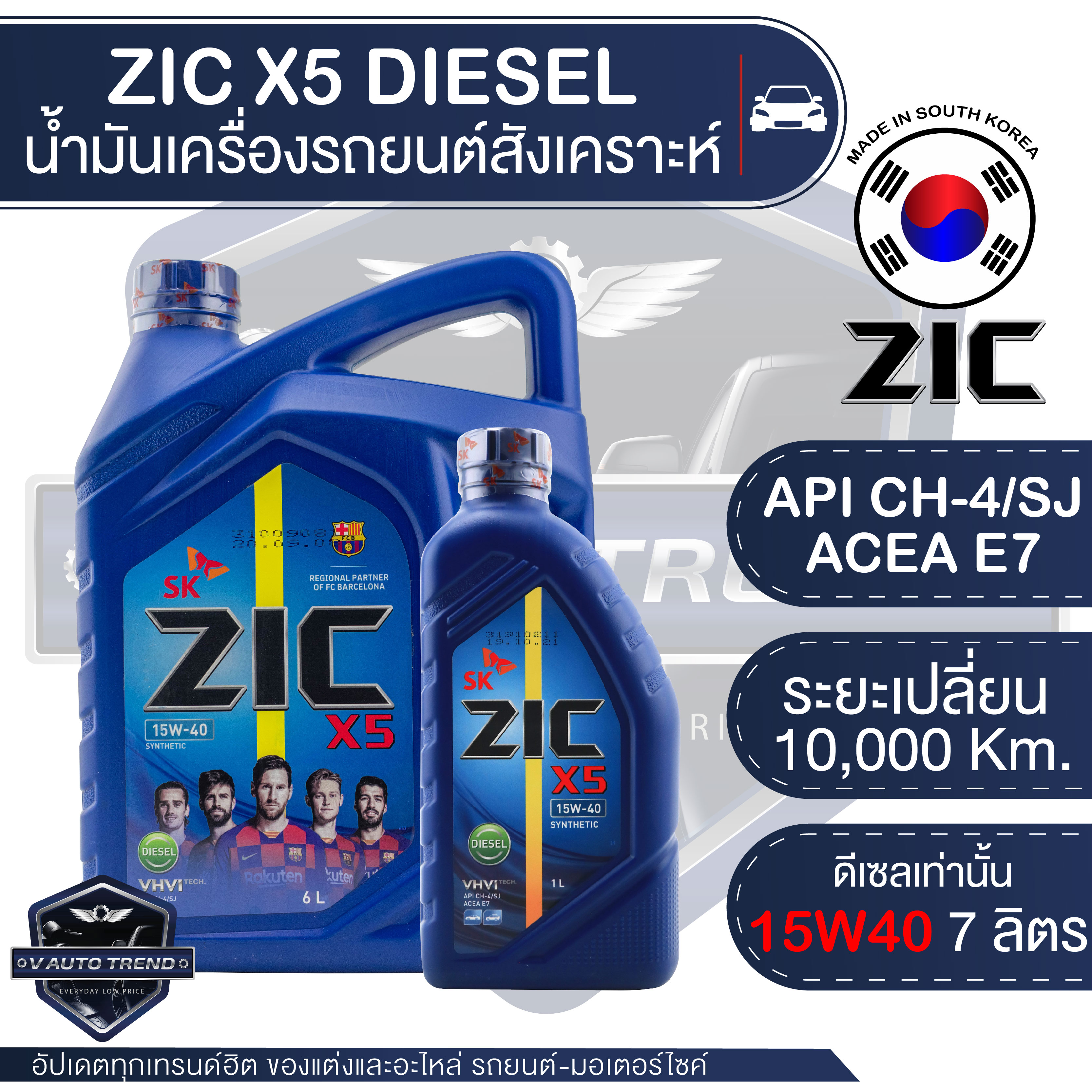 ZIC X5 15W40 ขนาด 7 ลิตร ราคา 1,710 บาท*ส่งฟรี