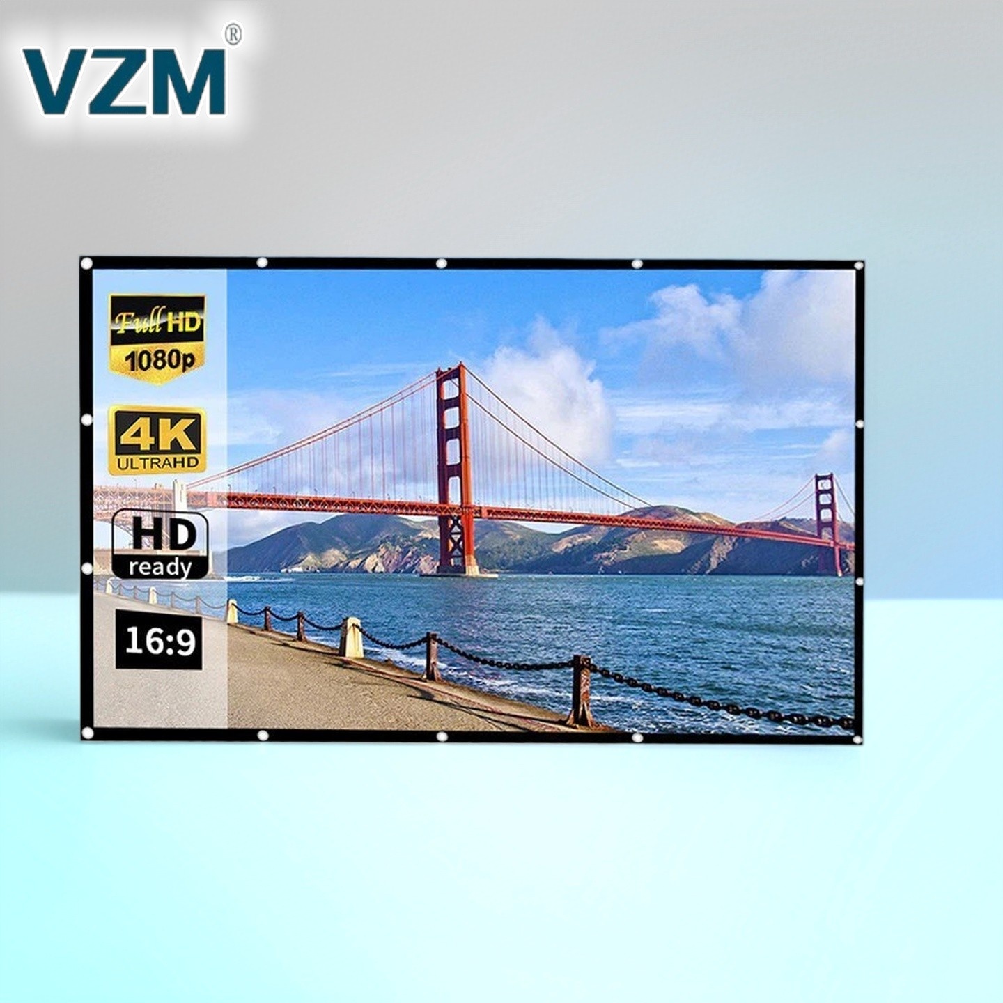 Vzm&Fintex 100 Inch 16:9 Fixed Frame Projector Screen, Anti-Crease Anti-Light Projection Screen for Home Theater Cinema with 3 Years Official Warranty ราคา 699 บาท*ส่งฟรี