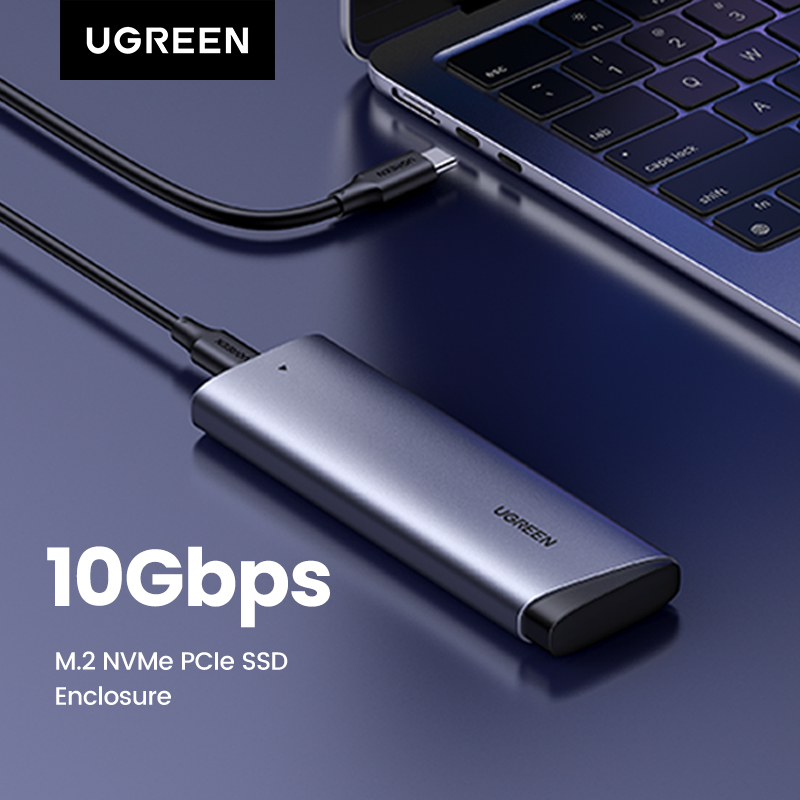 UGREEN 10Gbps Dual Protocol M.2 NVME and SATA SSD Case USB3.2 Gen2 Compatible with M.2 M-Key(NVME)/M&B-Key(SATA) Model: 15813 ราคา 479 บาท*ส่งฟรี