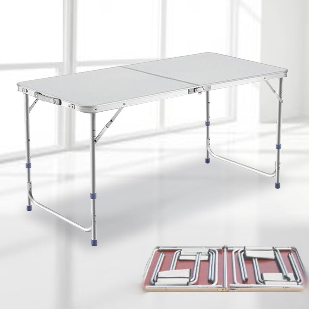hangroo M64 โต๊ะพับ (ไม่มีเก้าอี้)ขนาด120x60x70 ซม ปรับความสูงได้ 3 ระดับ โต๊ะปิคนิค โต๊ะอเนกประสงค์