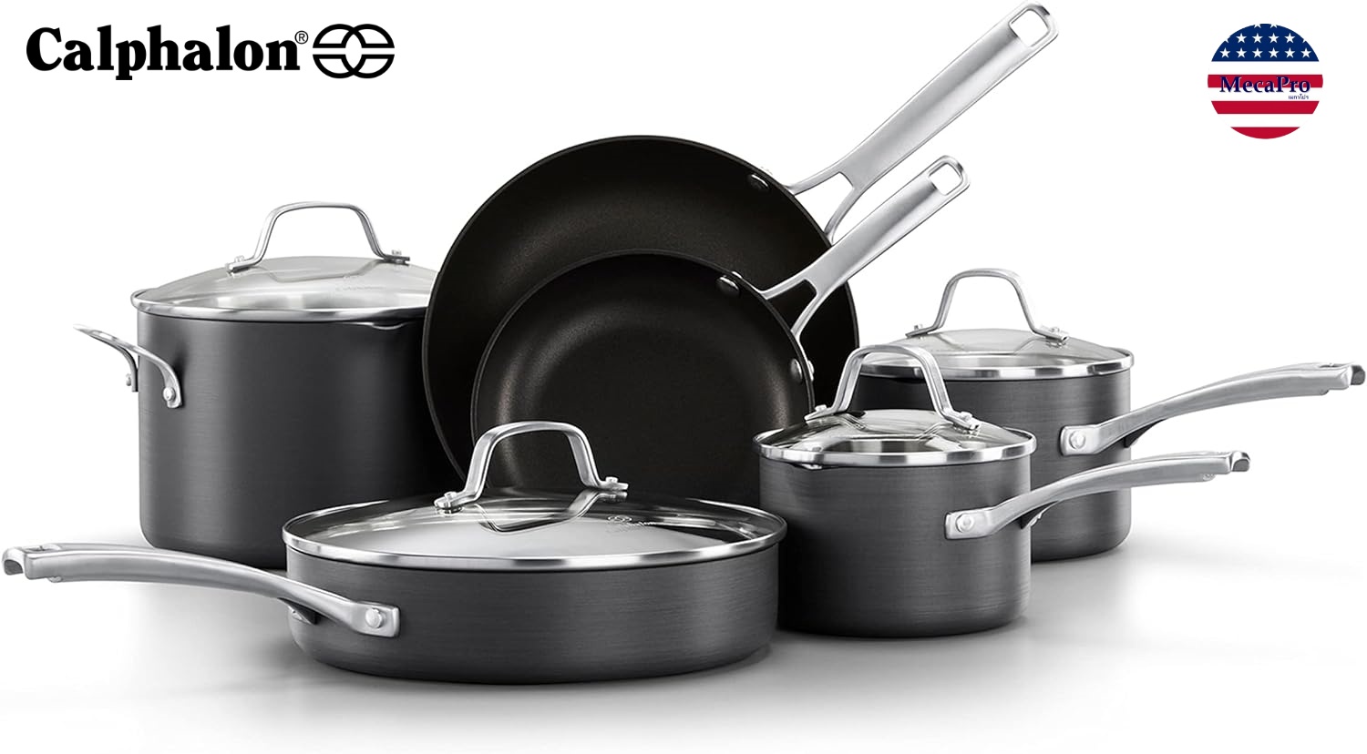 Select by Calphalon® Classic Hard-Anodized Nonstick Pots and Pans, 10-Piece Cookware Set คาลฟาลอน คลาสสิค ชุดเครื่องครัว 10 ชิ้น ราคา 25,585 บาท*ส่งฟรี