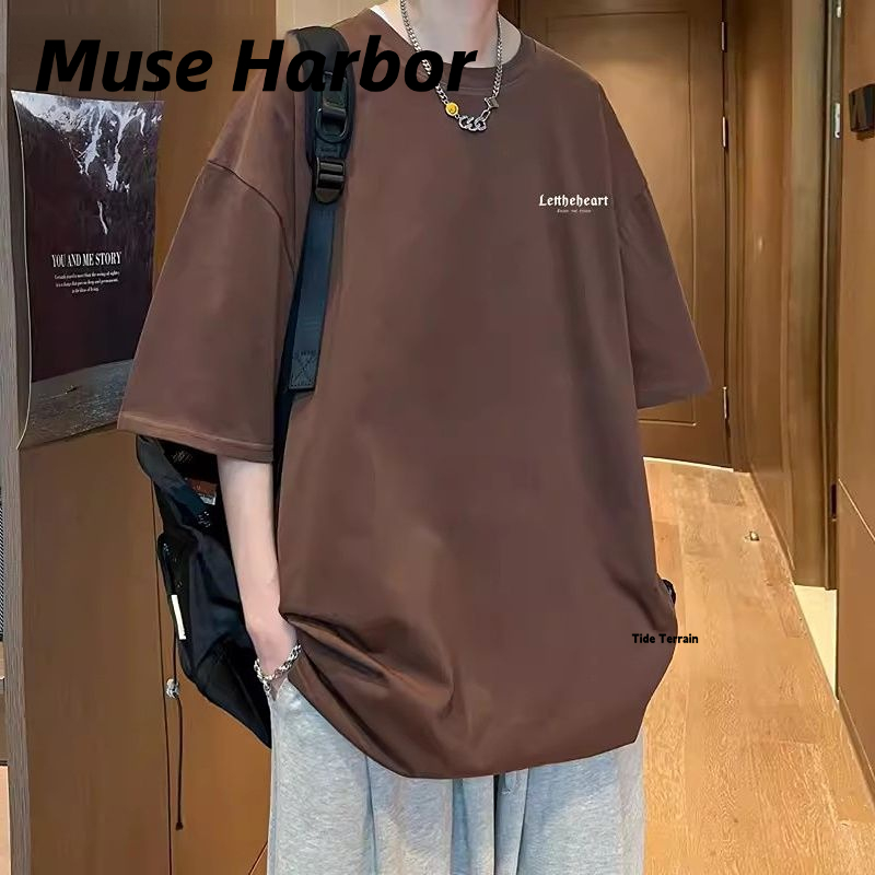 Muse Harbor เสื้อยืดแขนสั้นชายฤดูร้อนเสื้อยืดห้าส่วนทรงหลวมเรียบง่ายแมทช์ลุคง่าย ราคา 89 บาท*ส่งฟรี