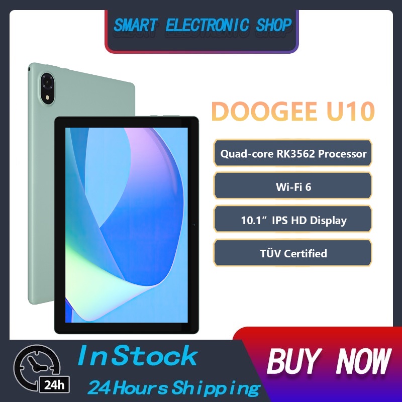 DOOGEE U10 Tablet 10.1" IPS HD Display WiFi6 TÜV Certified Widevine L1 Quad Core Android 13 ราคา 3,300 บาท*ส่งฟรี
