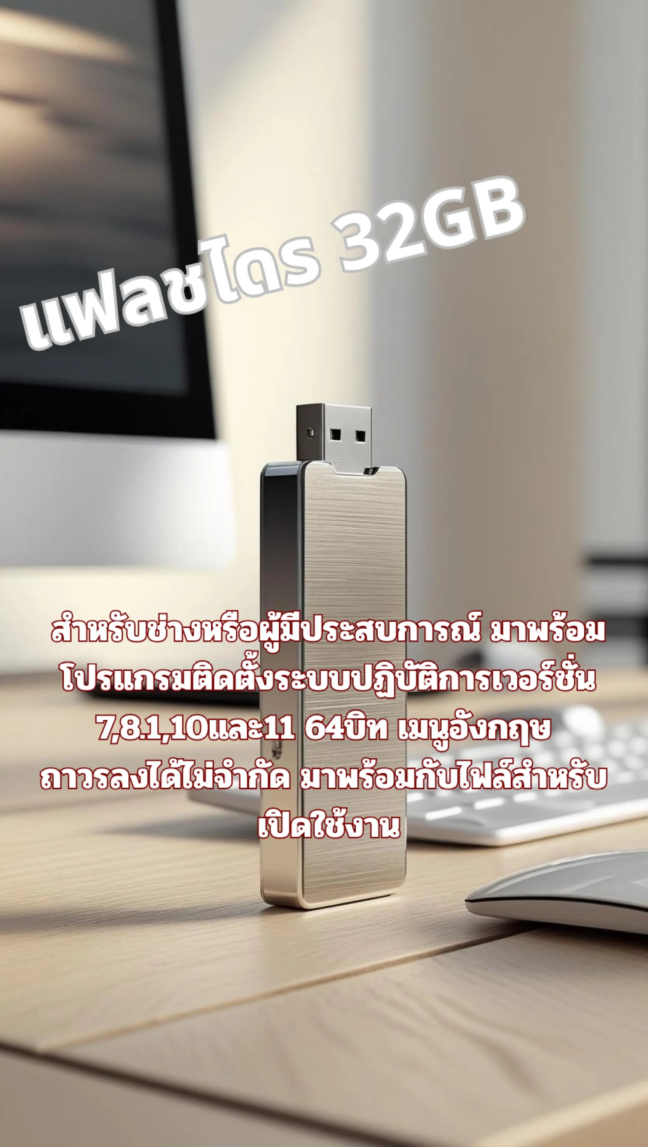 32Gb Flash Drive, Can Be Installed on Windows 7/8.1/10/11 (64Bit), Unlimited Installations. Suitable for Computer Repair Shops/ Experienced Users. Can Be Used Immediately.