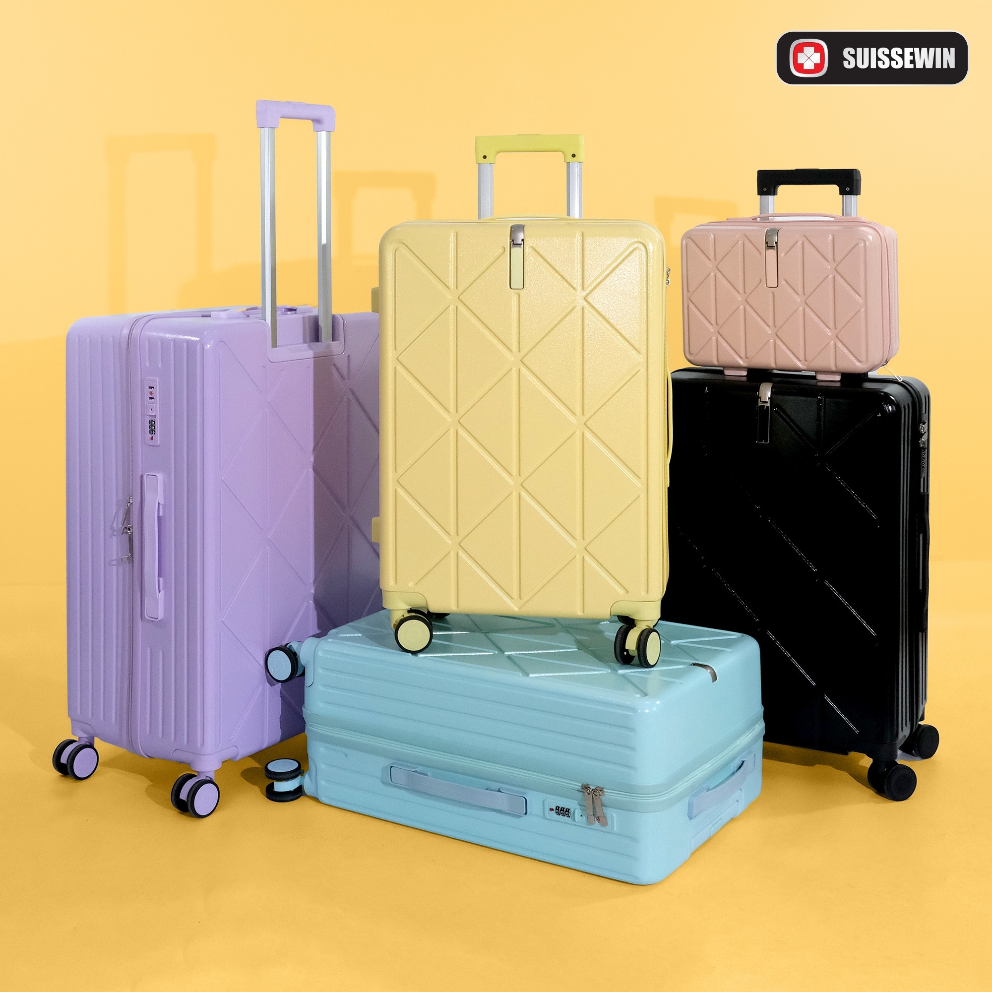 กระเป๋าเดินทางล้อลาก เฟรมซิป สีสันสุดคิ้วท์ วัสดุ ABS ผสม PC มีตะขอหน้าห้อยสัมภาระ BF11 ราคา 499 บาท*ส่งฟรี