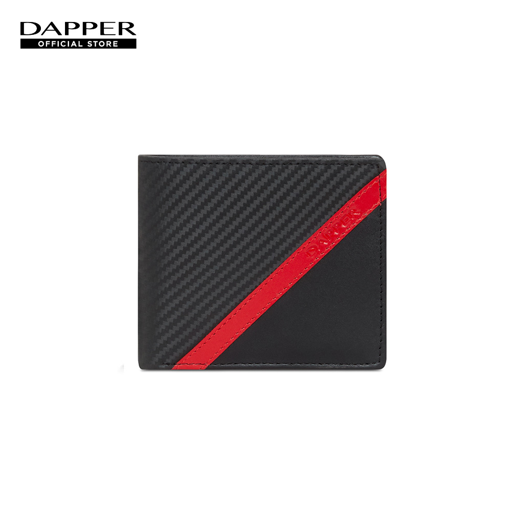 DAPPER Carbon Fiber Billfold Wallet with Diagonal Red Stripe ราคา 1,390 บาท*ส่งฟรี