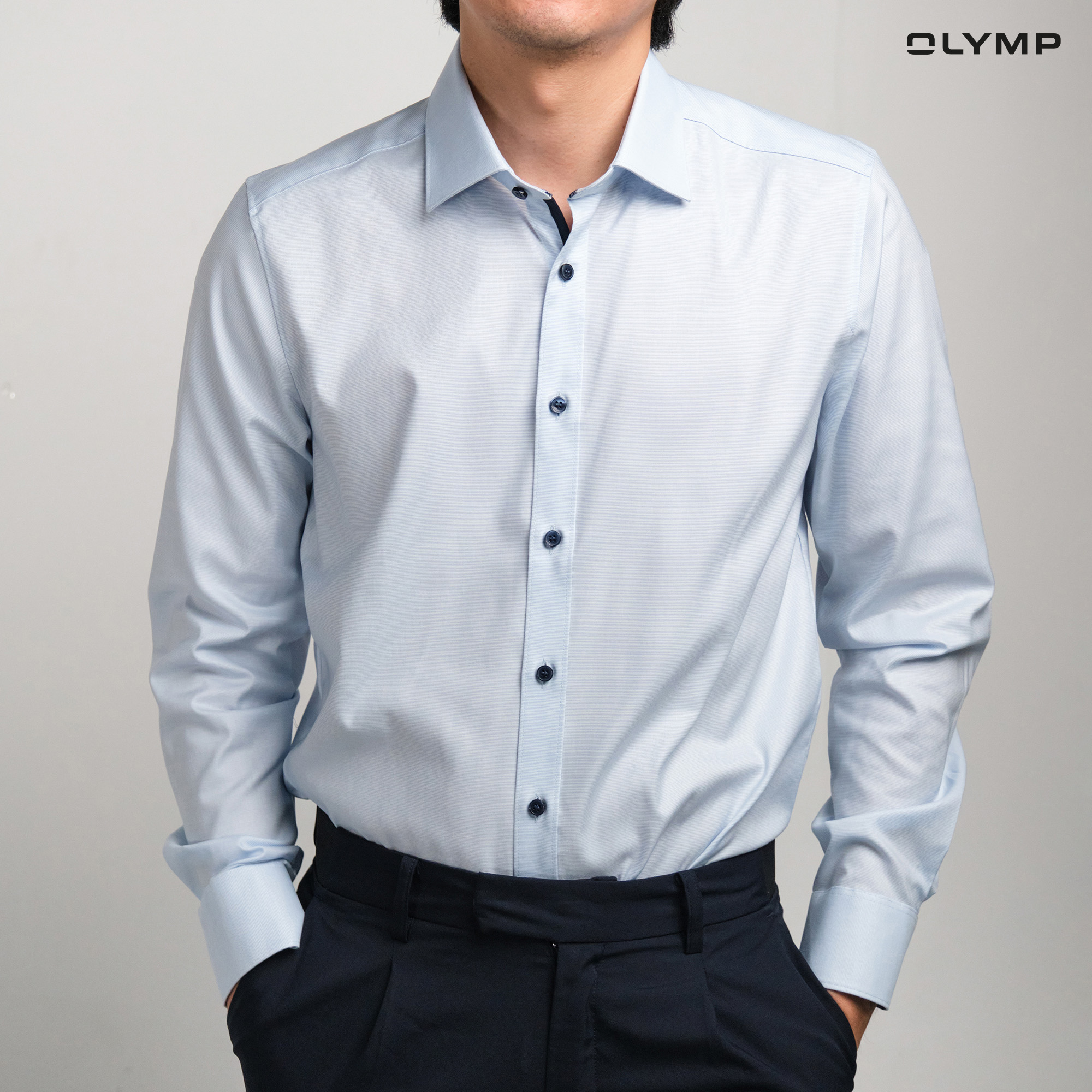 OLYMP Level Five Business shirt, body fit, New York Kent, Bleu ราคา 1,300 บาท*ส่งฟรี