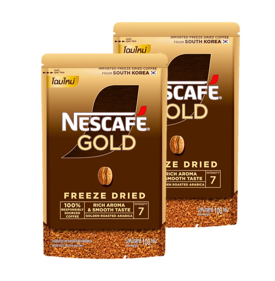 Nescafe Gold Freeze dried Coffee เนสกาแฟ โกลด์ กาแฟสำเร็จรูป นำเข้าจากเกาหลี 100g. (2แพค) ราคา 435 บาท*ส่งฟรี