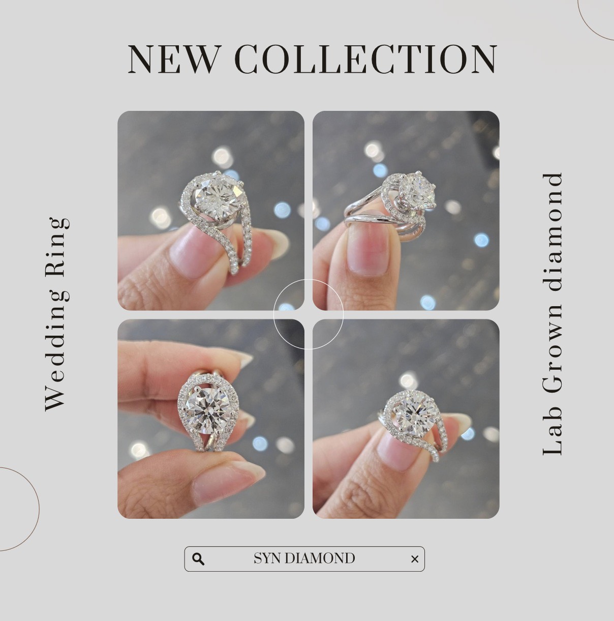 Lab Grown Diamond 3.06 Carats on a 9K White Gold Setting with 31 Small Diamonds R000322 ราคา 87,400 บาท*ส่งฟรี