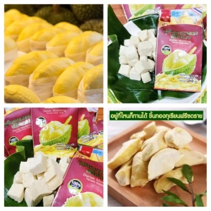 สินค้า ทุเรียนอบแห้ง ทุเรียนหมอนทอง ฟรีชคราย Durian Monthong Vacuum freeze dried ขนมกินเล่น หอม อร่อย (สินค้าโปรโมชั่น) 35g