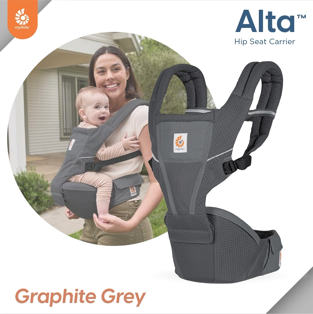 Ergobaby Baby Carrier, Model Alta Hip Seat - Graphite Grey, for 4-48 Months, Model with Seat Cushion. the Seat Base Is Reinforced with Dense Foam, Soft and Comfortable, Good Ventilation, Suitable for Daily Use. ราคา 8,950 บาท*ส่งฟรี