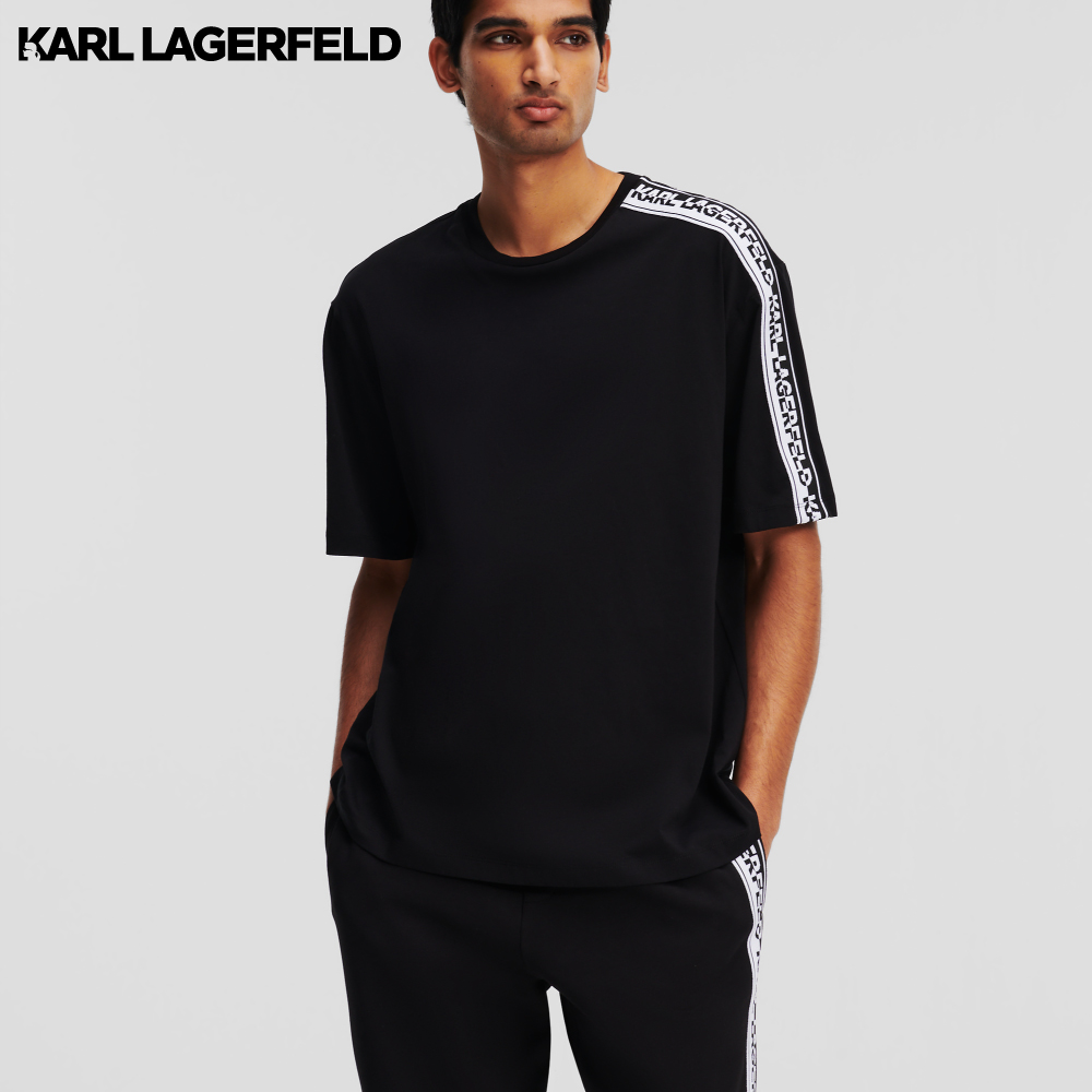 KARL LAGERFELD - RTW-1 LOGO KNIT TAPE SLEEVE T-SHIRT BLACK L ราคา 5,150 บาท*ส่งฟรี