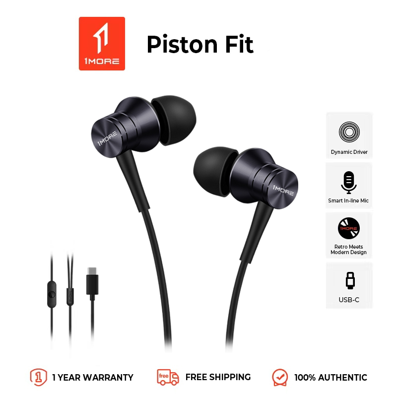 1MORE Piston Fit in-Ear Earphones Fashion Durable Headphones with 4 Color Options, Noise Isolation, Pure Sound, Phone Control with Mic for Smartphones/PC/Tablet - 3.5mm/Type-C ราคา 199 บาท*ส่งฟรี