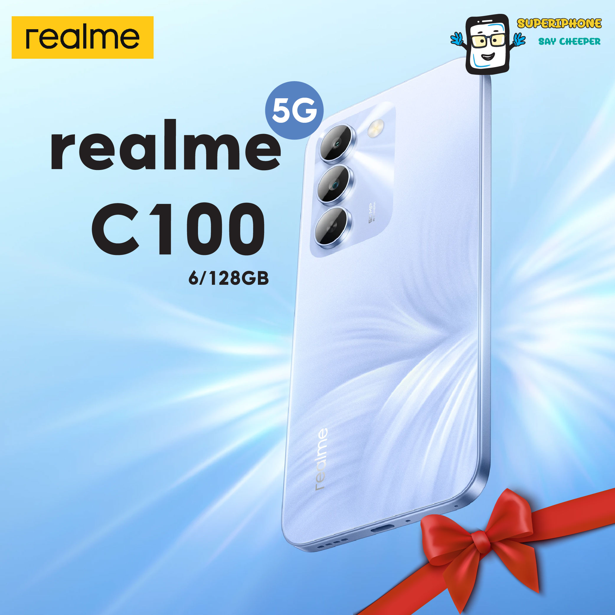 Realme C100 5g Model (6/128Gb) 6.8-Inch Screen L Dimensity 6300 5g L Battery 7,000 Mah (by Lazada Supertphone) ราคา 7,890 บาท*ส่งฟรี