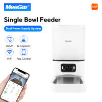 MeeGoo 6L เครื่องให้อาหารอัตโนมัติ Smart pet Feeder WiFiตั้งเวลาให้อาหาร พร้อมกล้องวิดีโอ สำหรับสุนัขและแมว ใช้กับ TuYa APP