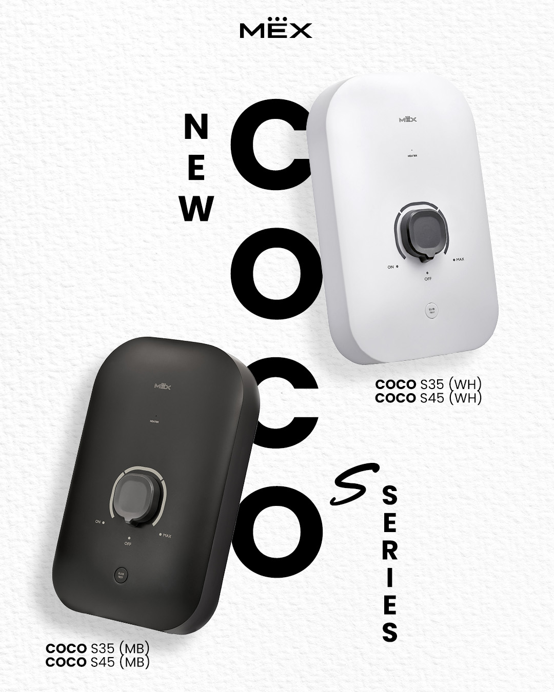 **ส่งฟรี** Instant Water Heater เครื่องทำน้ำอุ่น MEX 3500วัตต์ หม้อต้มทองแดง รุ่น COCO S35 / 4500วัตต์ รุ่น COCO S45 รับประกันศูนย์อะไหล่ 2ปี หม้อต้ม 5ปี ราคา 2,365 บาท*ส่งฟรี