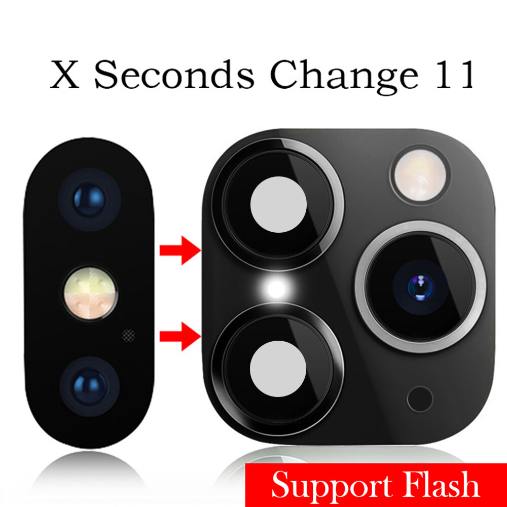 LIAOYING Phone Upgrade Mobile Support flash Glass Cover Case for iPhone XR X to iPhone 11 Pro Max Fake Camera Lens Sticker Seconds Change