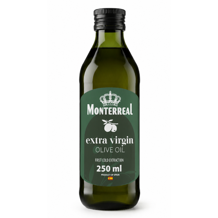 Extra Virgin Olive Oil (glass) from Spain 250ml Monterreal brand ราคา 179 บาท*ส่งฟรี