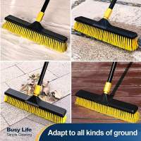 BOOMJOY 18นิ้ว Push ไม้กวาด Heavy-Duty กลางแจ้งเชิงพาณิชย์ไม้กวาดแปรงขนแปรงแข็งสำหรับทำความสะอาด Patio โรงรถดาดฟ้าคอนกรีตไม้หินกระเบื้องชั้น65.3 ″ยาว